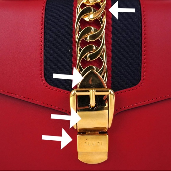 Gucci Small Sylvie Shoulder Bag w/ Red Leather & Gold-Tone Hardware - Picture 11 of 14